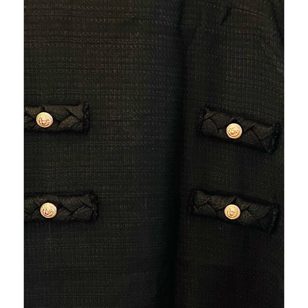 LAST 1! Tweed Black Fully Lined Hidden Zip Faux Pocket Gold Lion Buttons Dress! - Picture 6 of 7